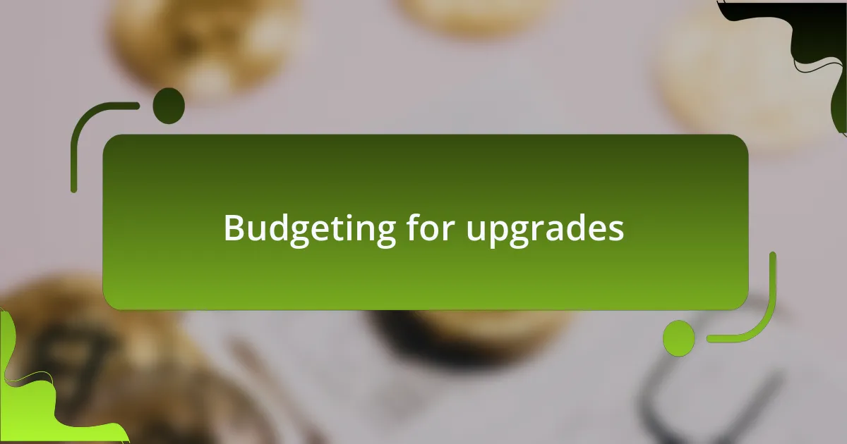 Budgeting for upgrades
