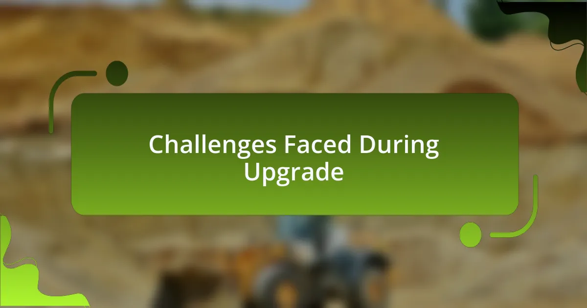 Challenges Faced During Upgrade