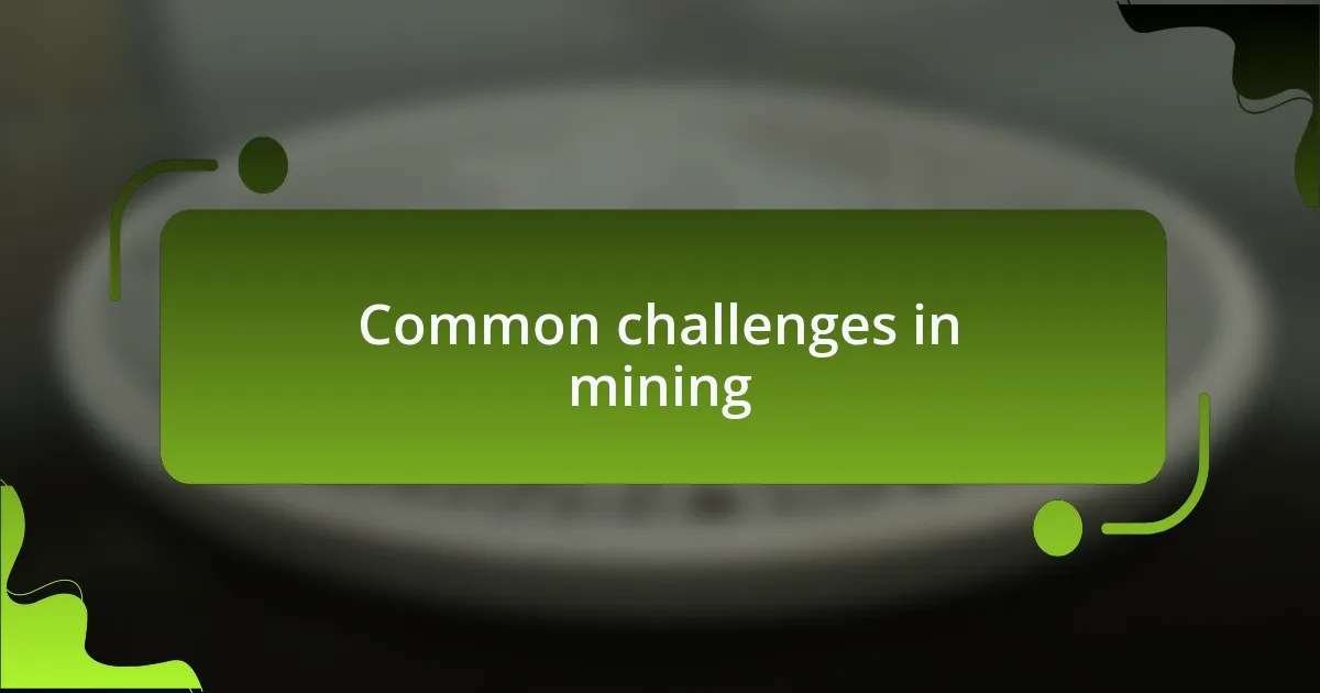 Common challenges in mining