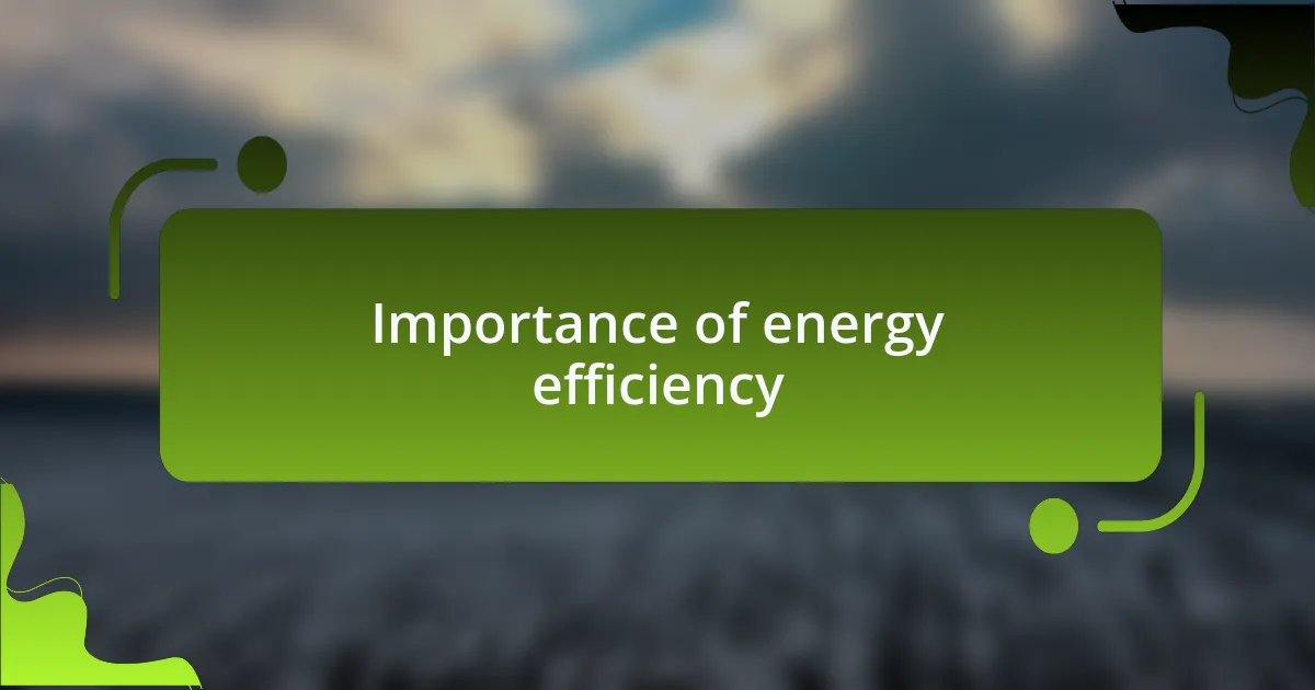 Importance of energy efficiency