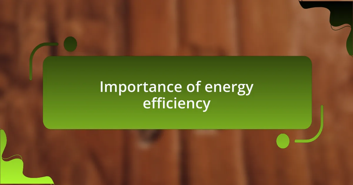 Importance of energy efficiency