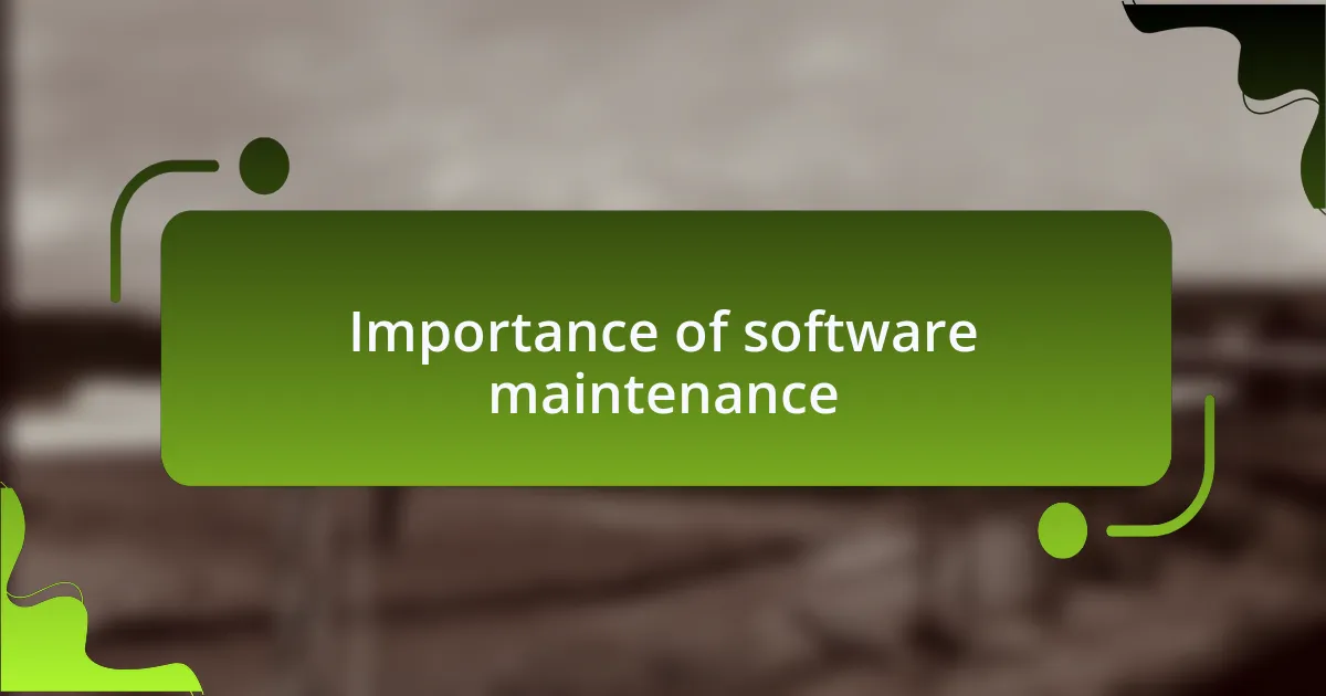 Importance of software maintenance