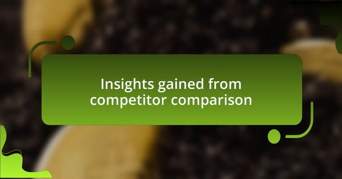 Insights gained from competitor comparison