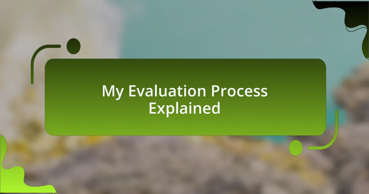 My Evaluation Process Explained
