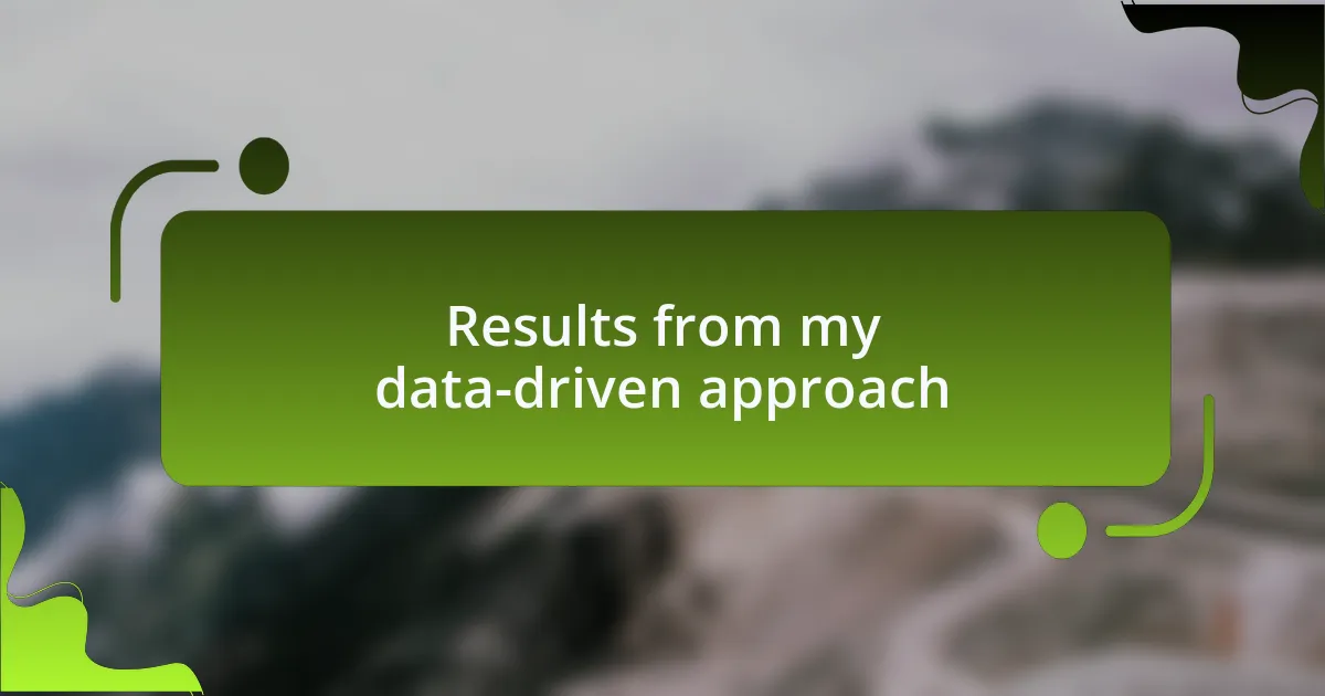 Results from my data-driven approach