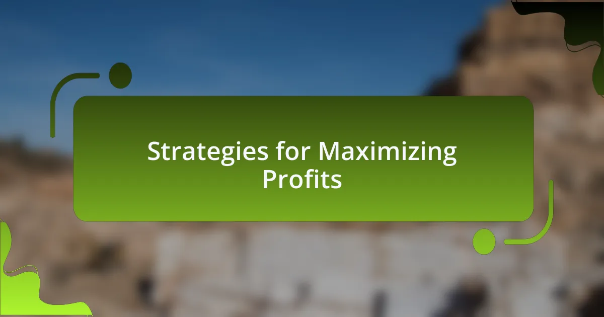 Strategies for Maximizing Profits