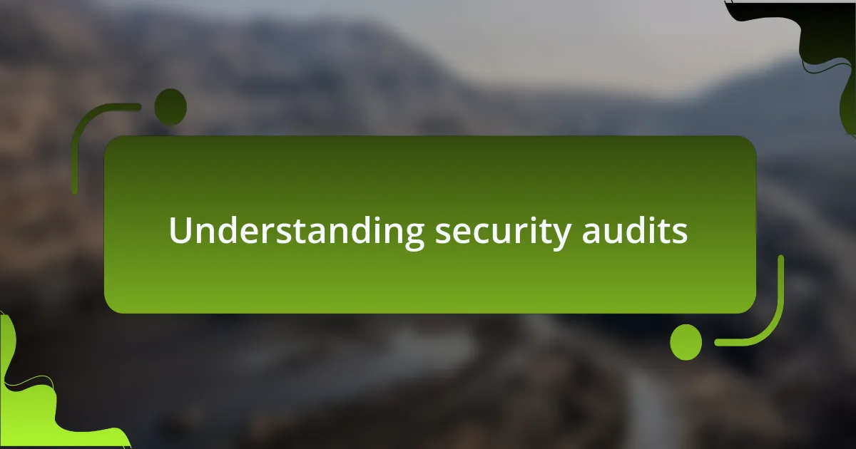 Understanding security audits